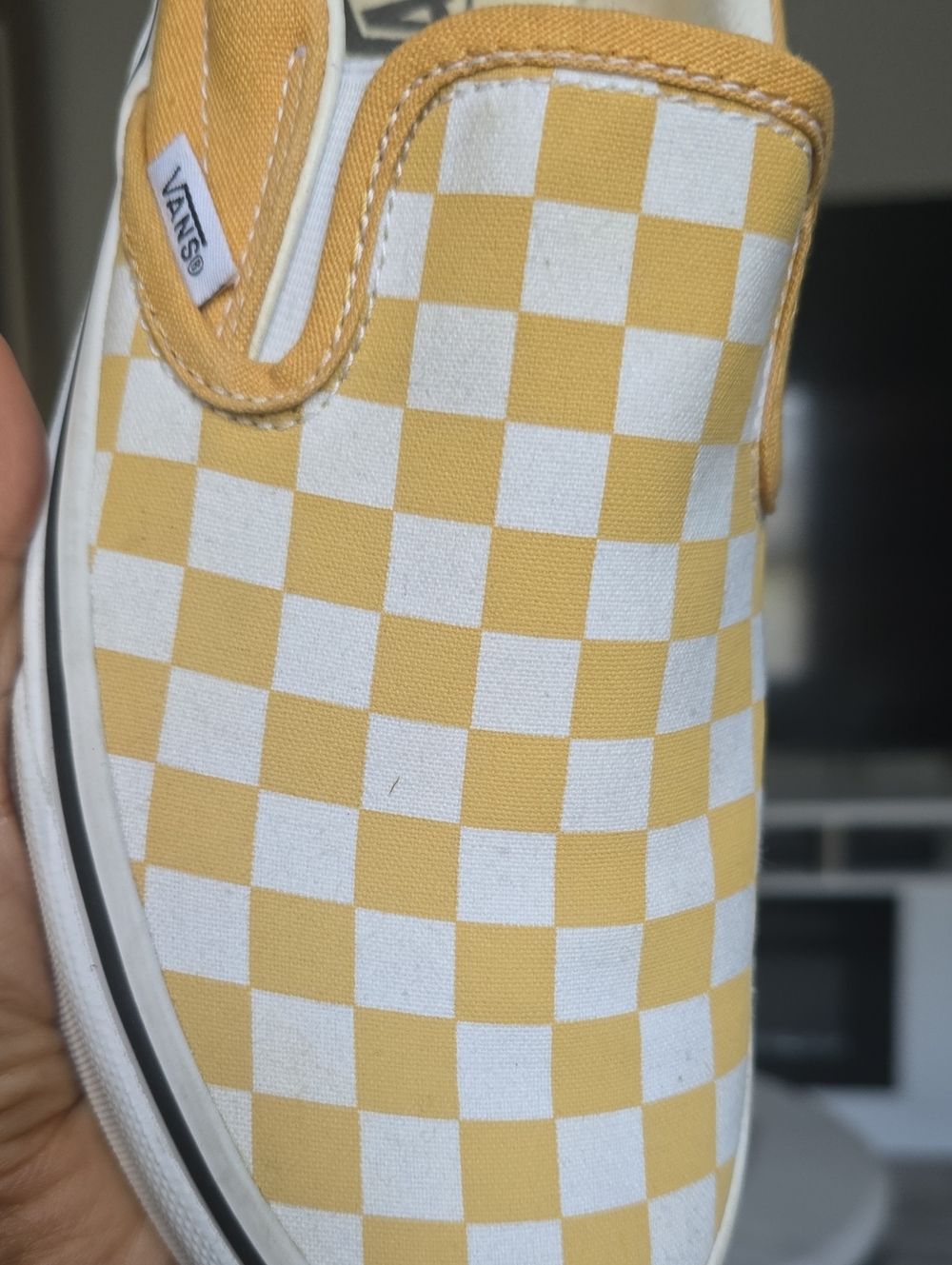 Vans Yellow and White Checkerboard Slip-On Sneakers - Picture 8 of 16